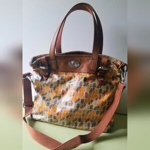 Fossil Multicolor Geometric Shoulder Bag with Tan Trim